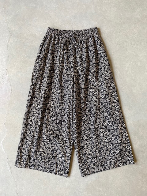 SOIL COTTON SLUB SMALL FLOWER PRINT WIDE EASY PANTS