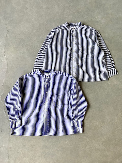 PRIT ブロードストライプ スタンドカラービッグシャツ