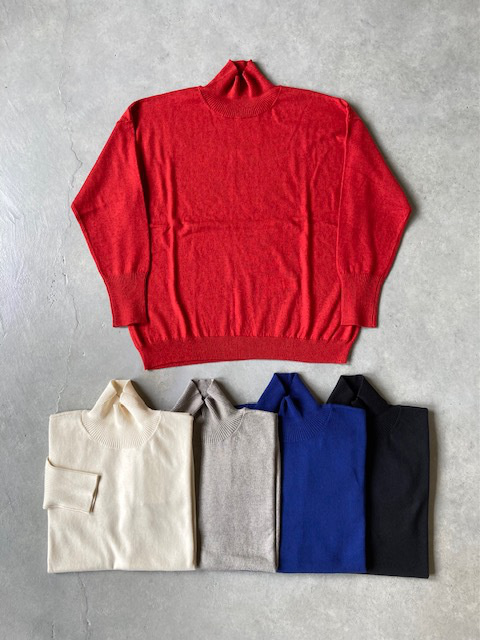 PRIT コットンウール12G天竺編み タートルネックワイドプルオーバー