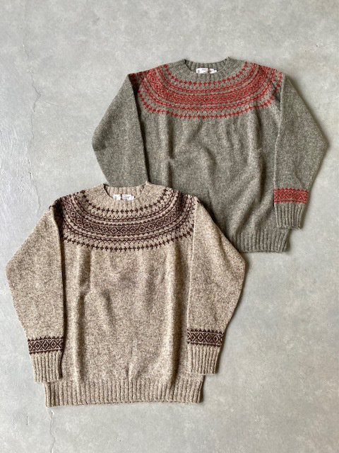 NOR' EASTERLY L/S CREW SUPERSOFT SHTLAND WOOL2 TONE NORDIC