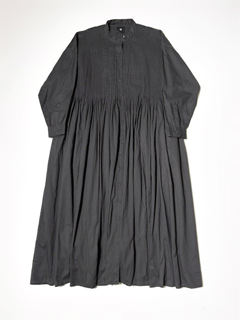 maison de soil  60s ORGANIC CAMBRIC PLAIN  BANDED COLLAR DRESS  with MINI PINTUCK