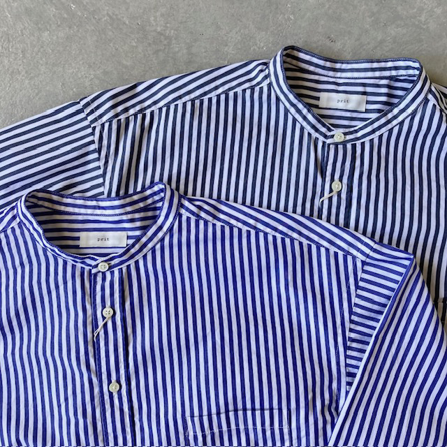 PRIT ブロードストライプ スタンドカラービッグシャツ