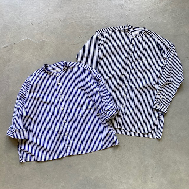 PRIT ブロードストライプ スタンドカラービッグシャツ