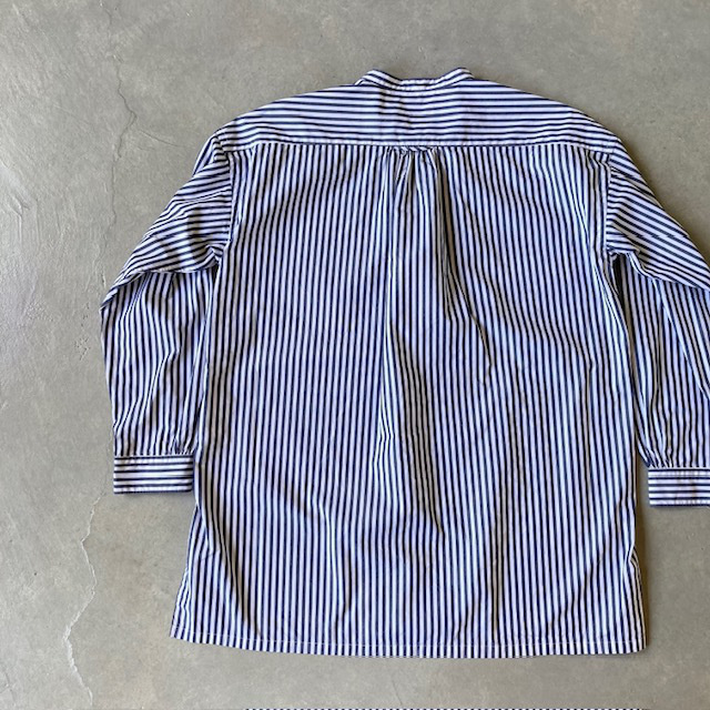 PRIT ブロードストライプ スタンドカラーオーバーサイズシャツ