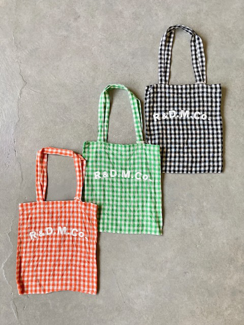 R&D.M.Co- (OLDMAN'S TAILOR)  LINEN GINGHAM CHECK TOTE BAG