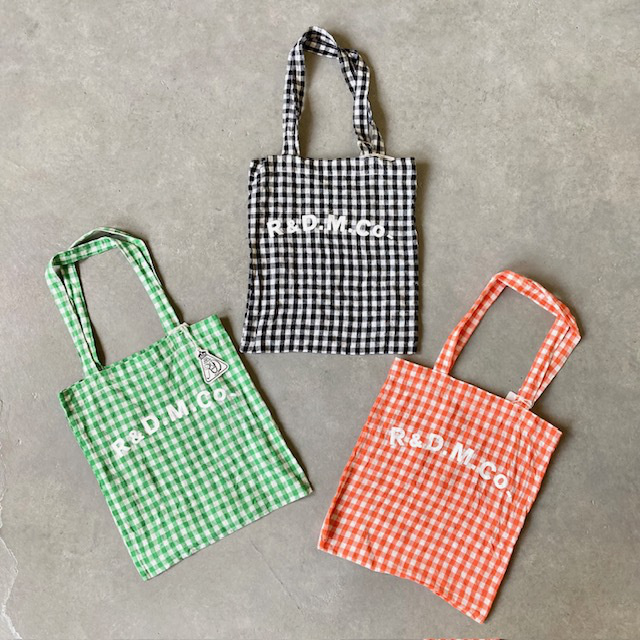 R&D.M.Co- (OLDMAN'S TAILOR) LINEN GINGHAM CHECK TOTE BAG