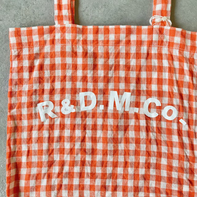 R&D.M.Co- (OLDMAN'S TAILOR) LINEN GINGHAM CHECK TOTE BAG