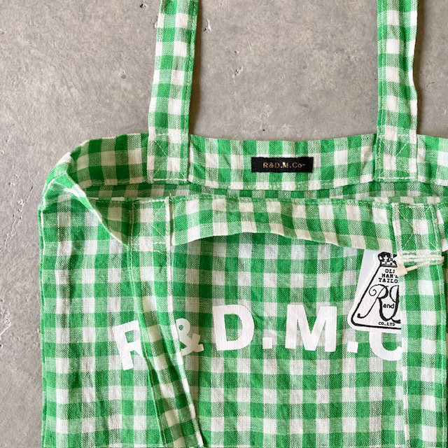R&D.M.Co- (OLDMAN'S TAILOR) LINEN GINGHAM CHECK TOTE BAG
