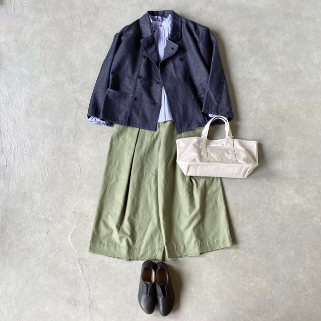 ARMEN WOOL / COTTON TWILL ROUND COLLAR DOUBLE JACKET