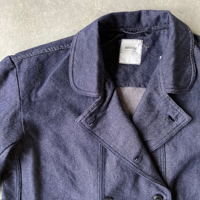 ARMEN WOOL / COTTON TWILL ROUND COLLAR DOUBLE JACKET