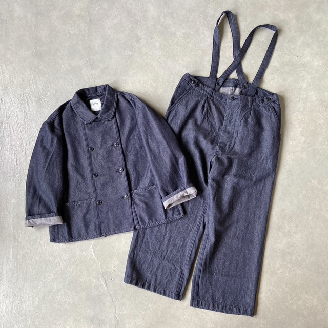 ARMEN WOOL / COTTON TWILL ROUND COLLAR DOUBLE JACKET