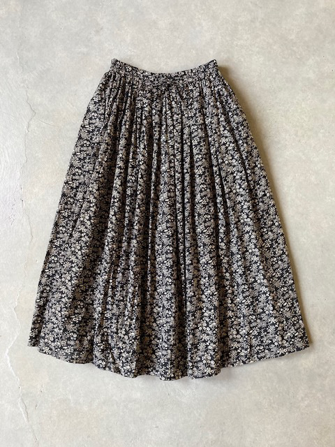 SOIL COTTON SLUB SMALL FLOWER PRINT GATHERED SKIRT