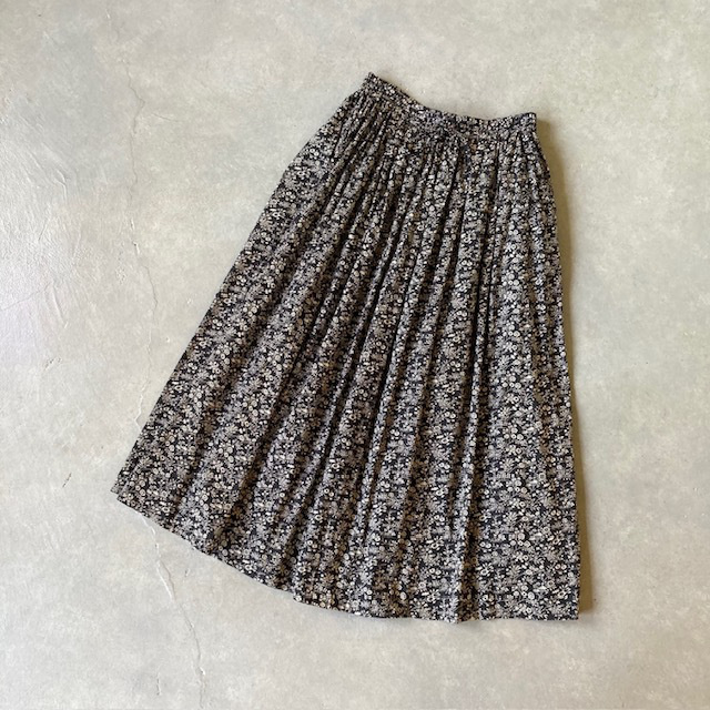 SOIL COTTON SLUB SMALL FLOWER PRINT GATHERED SKIRT
