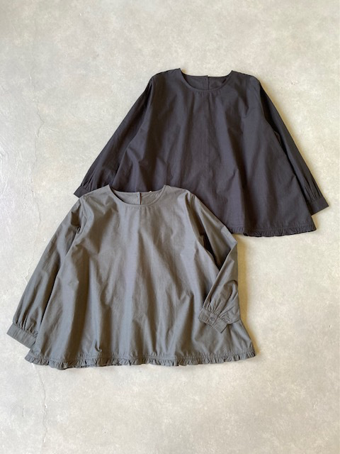 SOIL 40s POPLIN PLAIN HEM FRILL BACK OPENING SMOCK