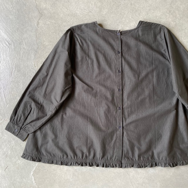 SOIL 40s POPLIN PLAIN HEM FRILL BACK OPENING SMOCK