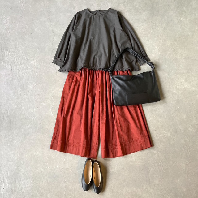 SOIL 40s POPLIN PLAIN HEM FRILL BACK OPENING SMOCK