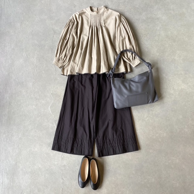 SOIL 40s POPLIN PLAIN HEM PLEATS  EASY PANTS