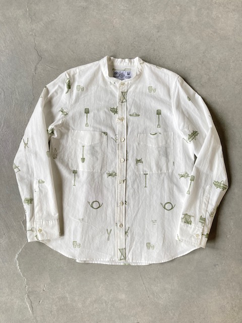 R&D.M.Co- (OLDMAN'S TAILOR) COOTN LINEN GREAT GREEN THUMB W-POCKET SHIRT