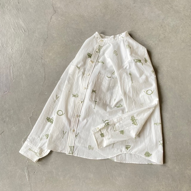 R&D.M.Co- (OLDMAN'S TAILOR) COOTN LINEN GREAT GREEN THUMB W-POCKET SHIRT