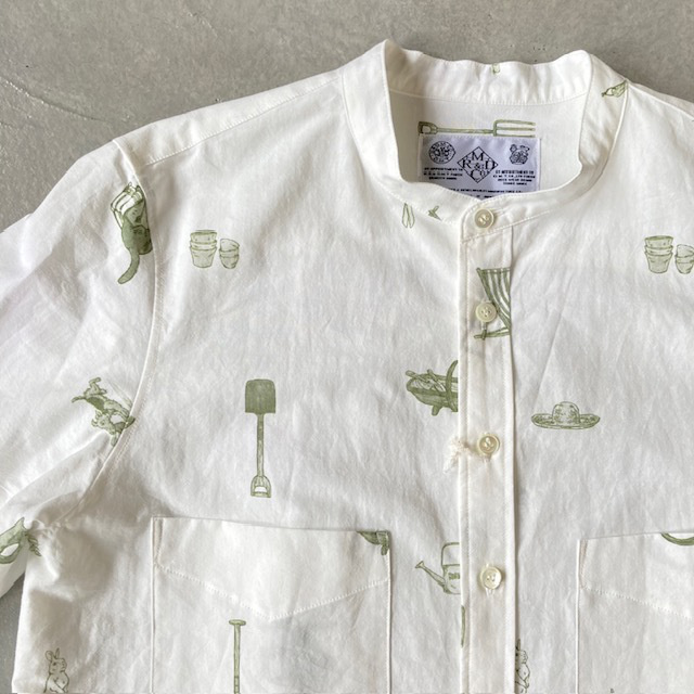 R&D.M.Co- (OLDMAN'S TAILOR) COOTN LINEN GREAT GREEN THUMB W-POCKET SHIRT