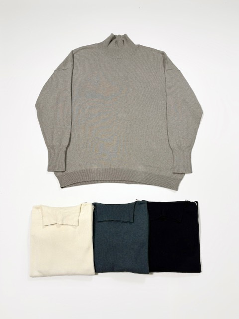 PRIT  コットンウール 12G天竺編み  タートルネックワイドプルオーバー