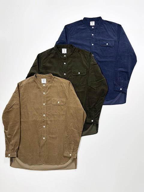 JAMES & CO. STANDARD SHIRTS BAND COLLAR CORDUROY SHIRT