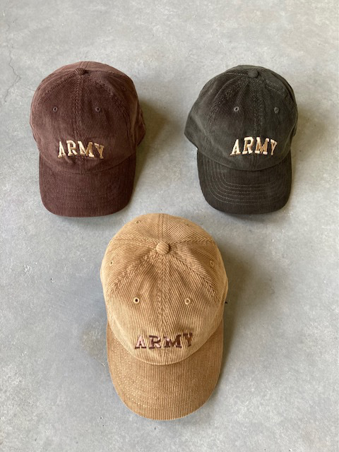 TOP KHAKI by Johnbull ARMY刺繍コーデュロイキャップ