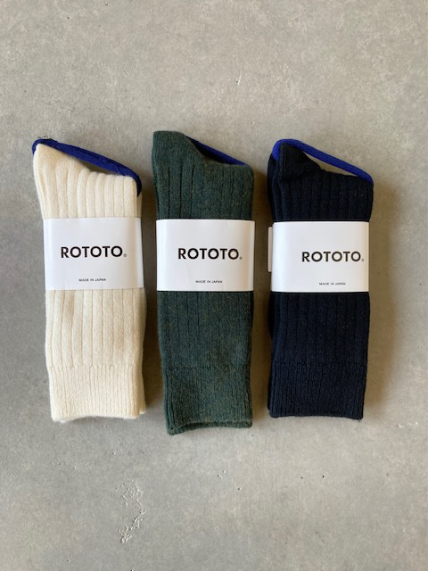 ROTOTO COTTON WOOL RIB CREW SOCK