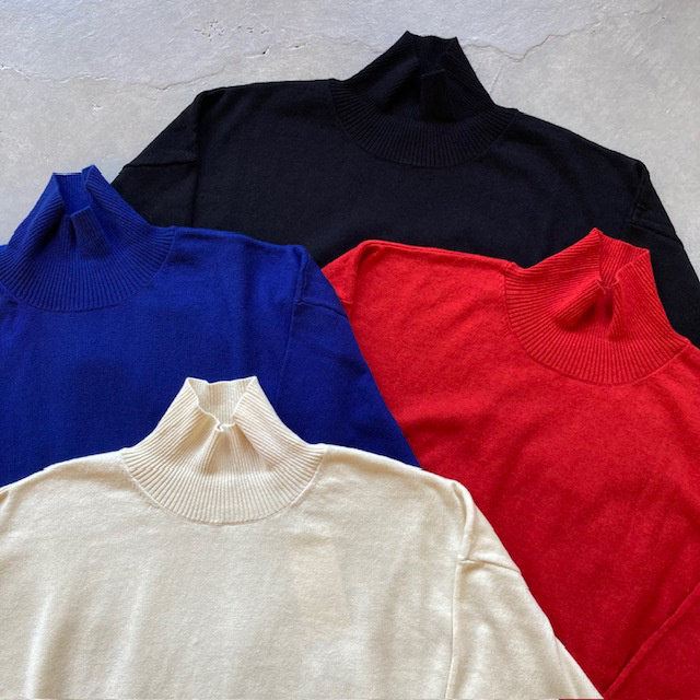 PRIT コットンウール12G天竺編み タートルネックワイドプルオーバー