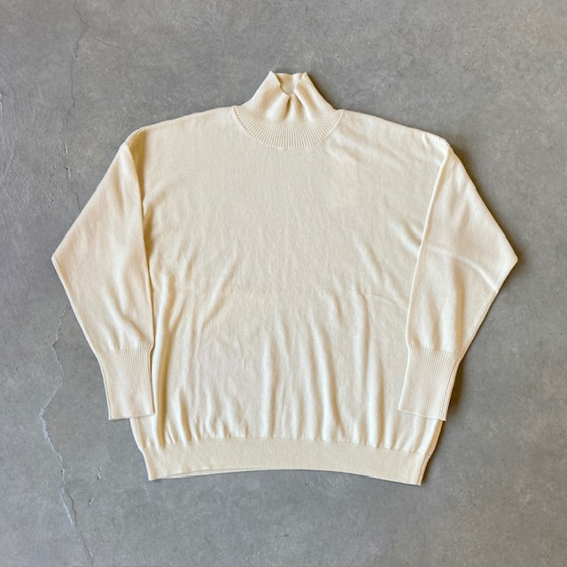 PRIT コットンウール12G天竺編み タートルネックワイドプルオーバー