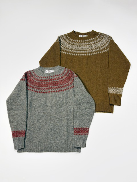 NOR`EASTERLY L/S CREW SUPERSOFT SHETLAND WOOL 2TONE NORDIC