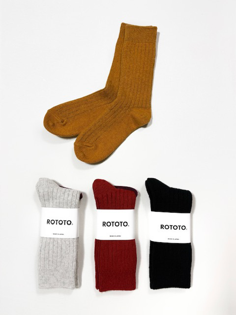 ROTOTO COTTON WOOL RIBBED CREW SOCKS