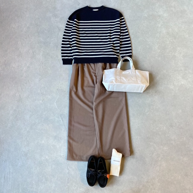 A PIECE OF LIBRARY 12Gファインウールボーダーグランニット