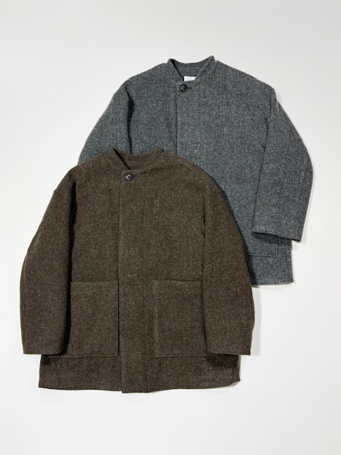 PRIT ウールモッサネルカラー比翼ショートコート