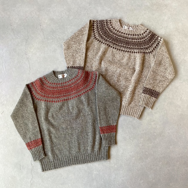 NOR' EASTERLY L/S CREW SUPERSOFT SHTLAND WOOL 2 TONE NORDIC