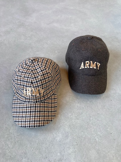 TOP KHAKI by Johnbull ARMY刺繍ウールチェック柄キャップ