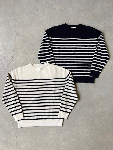 A PIECE OF LIBRARY 12Gファインウールボーダーグランニット 