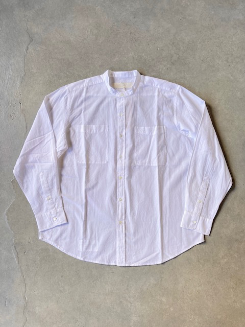 Vas-y lentement  60s ORGANIC CAMBRIC BANDED  COLLAR L/SL OVERSIZED SHIRT