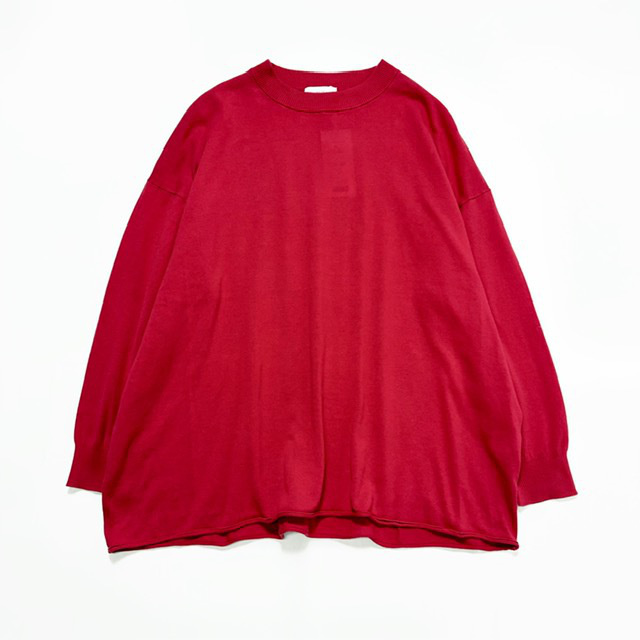 PRIT ハイツイストコットン16G天竺編み クルーネックワイドプルオーバー