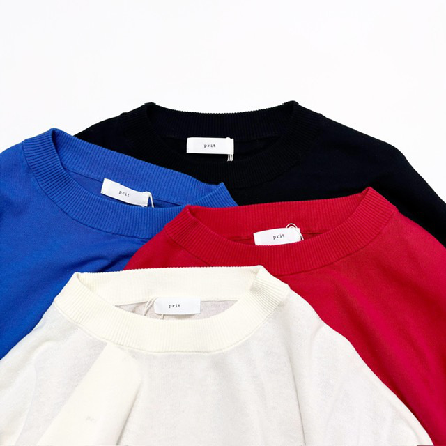 PRIT ハイツイストコットン16G天竺編み クルーネックワイドプルオーバー