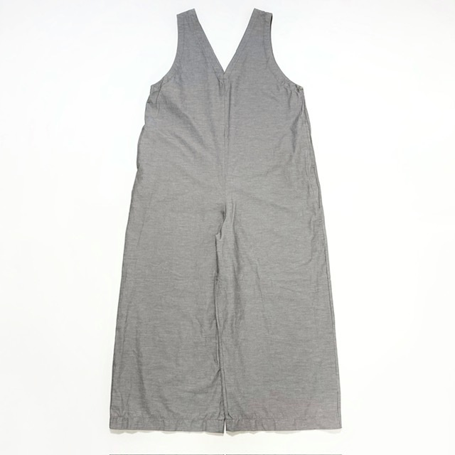 綿麻ストレッチVネックオールインワン