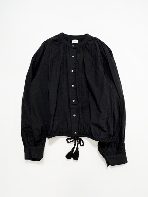 IKITSUKE アンティークレース パフスリーブ  ドローストリング ショートブラウス