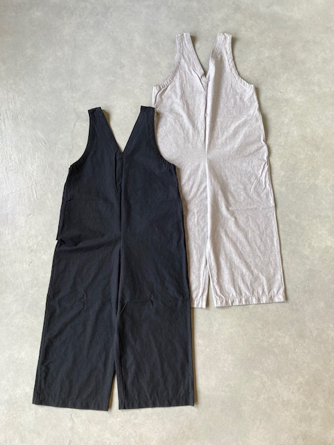 PRIT 綿麻ストレッチVネックオールインワン