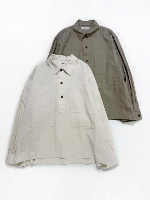 H.UNIT  COTTON LINEN VIYELLA PULLOVER  LONG SLEEVES SHIRT