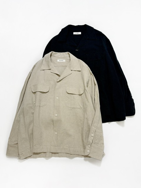 H.UNIT COTTON LINEN CHECK OPEN COLLARLONG SLEEVES SHIRT