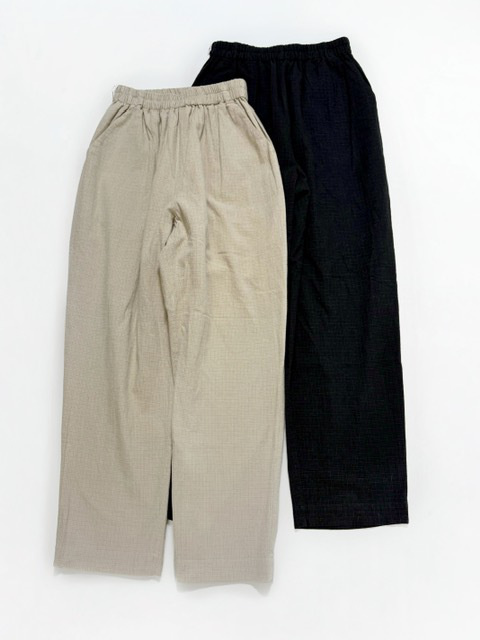 H.UNIT  COTTON LINEN CHECK EASY PANTS