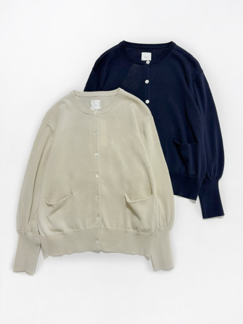 Gauze  GATHER SLEEVE KNIT CARDIGAN