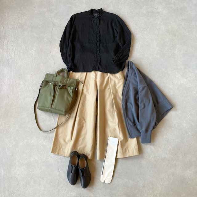 結-yui- COTTON/LINEN BACK SATIN  WIDE TUCK EASY BAGS