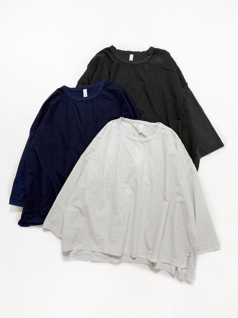 PRIT  サイロプレミアム天竺×ブロード  切替7分袖ビッグプルオーバー