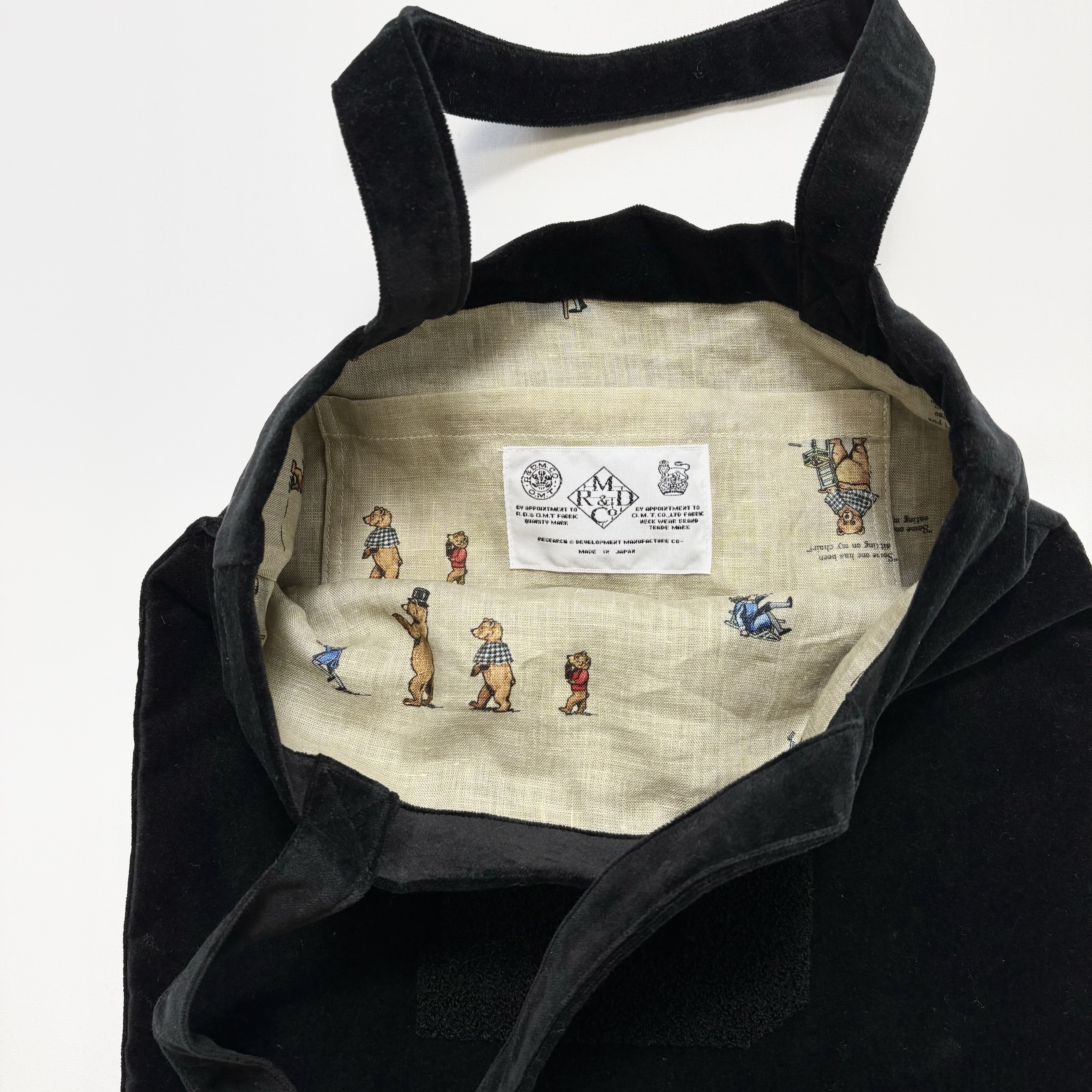 R&D.M.Co- (OLDMAN'S TAILOR) B.B. VELVET LETTERED TOTE BAG